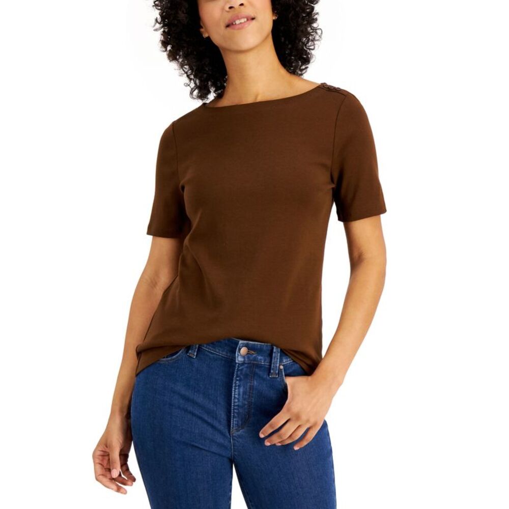 Charter Club Cotton Boat-Neck Top